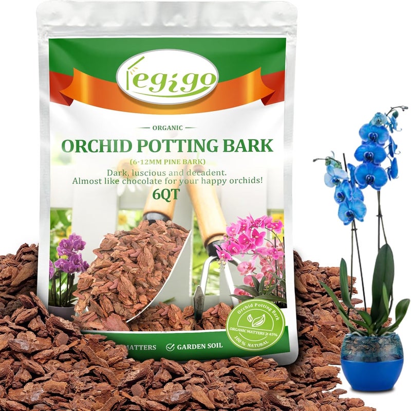 Legigo 6 Quarts Organic Orchid Potting Bark- All Natural Orchid Bark Potting Mix Pine Bark Wood Chips for Houseplant Mulch, Orchid Plants Root Development - Image 1